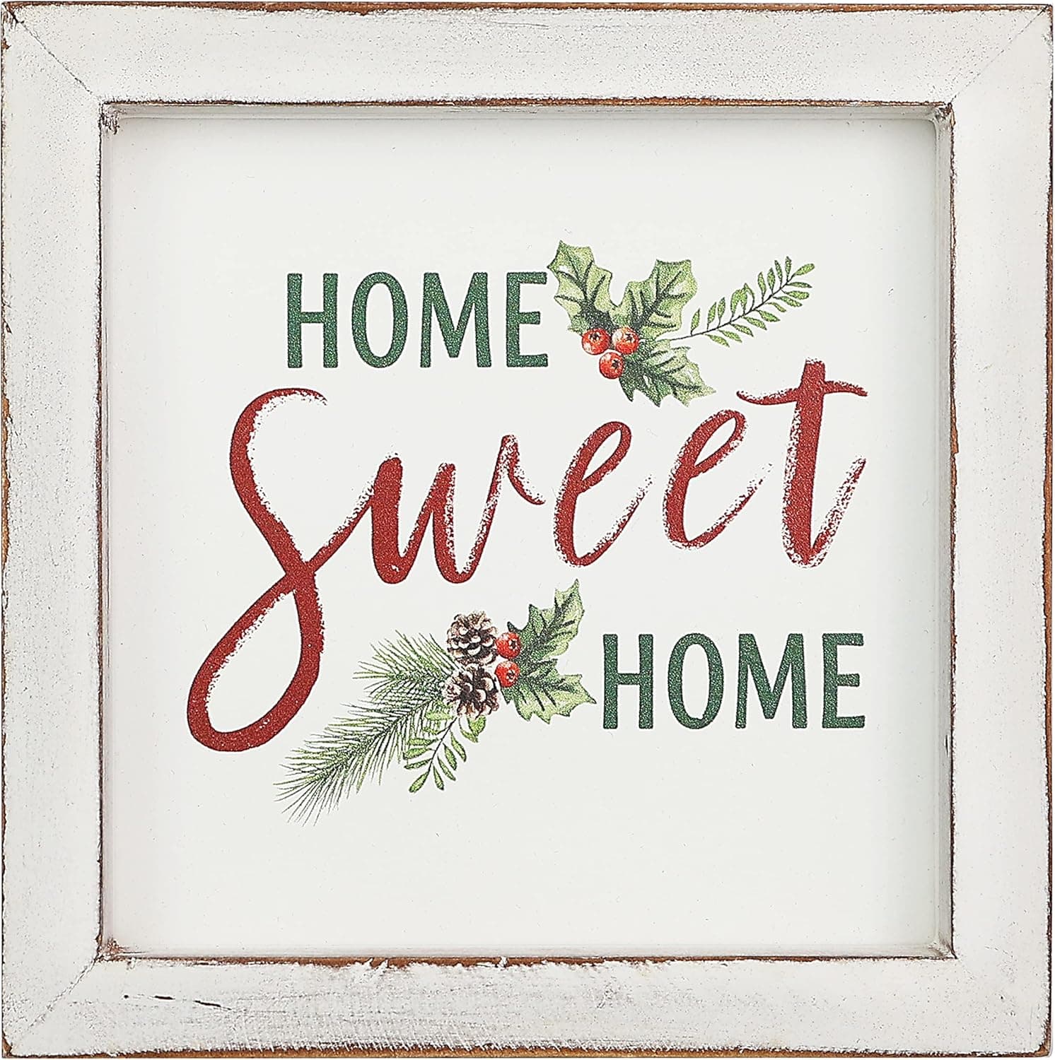 NITYNP Home Sweet Home Christmas Woood Signs for Home Décor, Christmas Wooden Boxes Tiered Tray Decorative, Xmas Decorations for Table Centerpiece 6”x6 (Home Sweet Home)