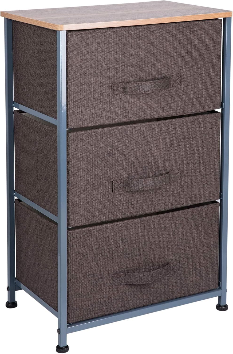 OWNFUN 3 Fabric Drawers Storage Dresser Organizer Unit for Bedroom, Hallway and Children's Room - Brown