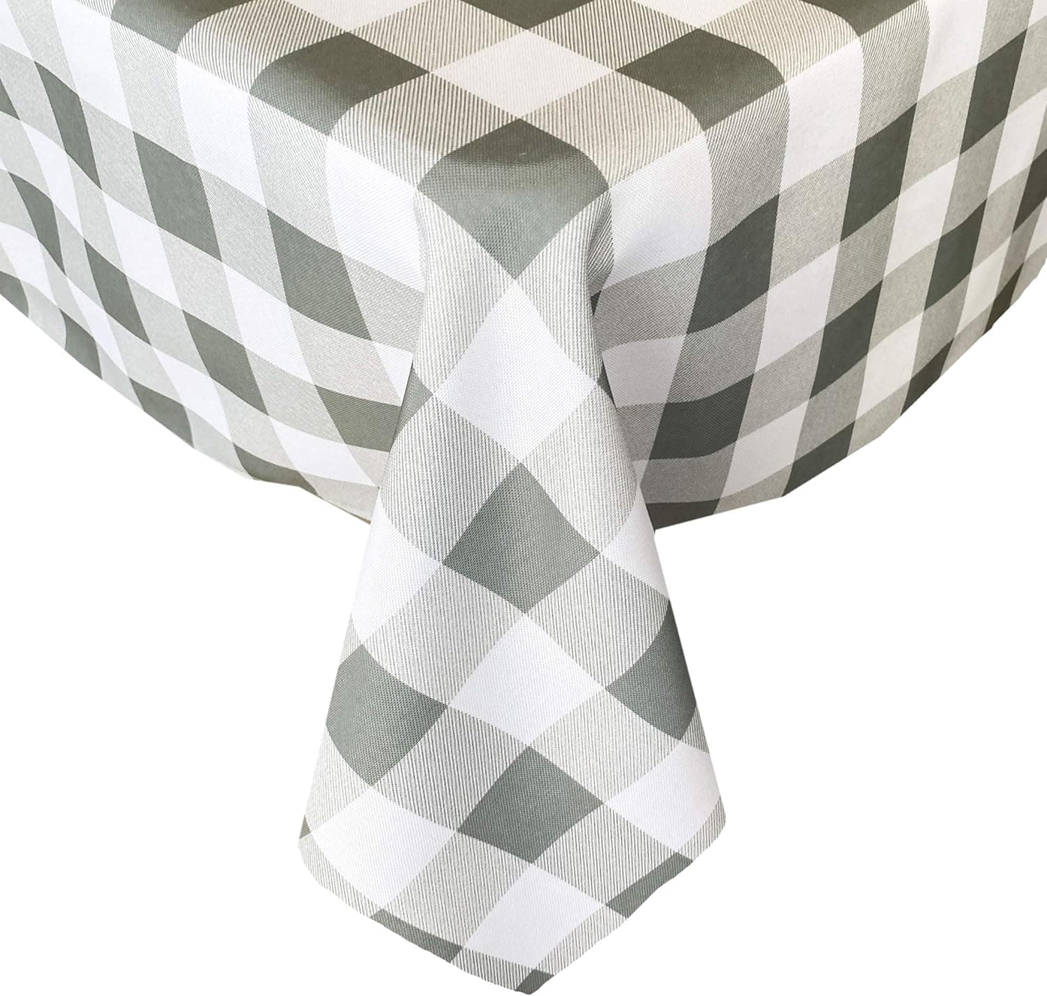Newbridge Hotel Buffalo Check Indoor/Outdoor Print Fabric Tablecloth - Buffalo Plaid Restaurant, Hotel Quality - Water Repellent, Stain Resistant Tablecloth, 60 Inch x 84 Inch Oval, Grey