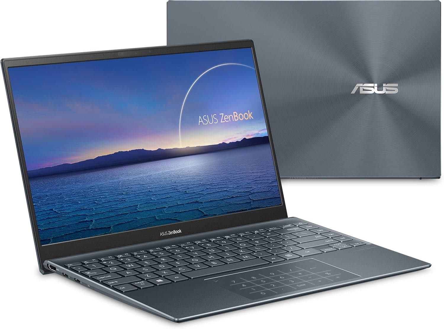 ASUS ZenBook 14 Ultra-Slim Laptop 14” Full HD NanoEdge Bezel, Intel Core i7-1065G7, 8GB RAM, 512GB PCIe SSD, NumberPad, Thunderbolt 3, Windows 10 Home, Pine Grey, UX425JA-EB71