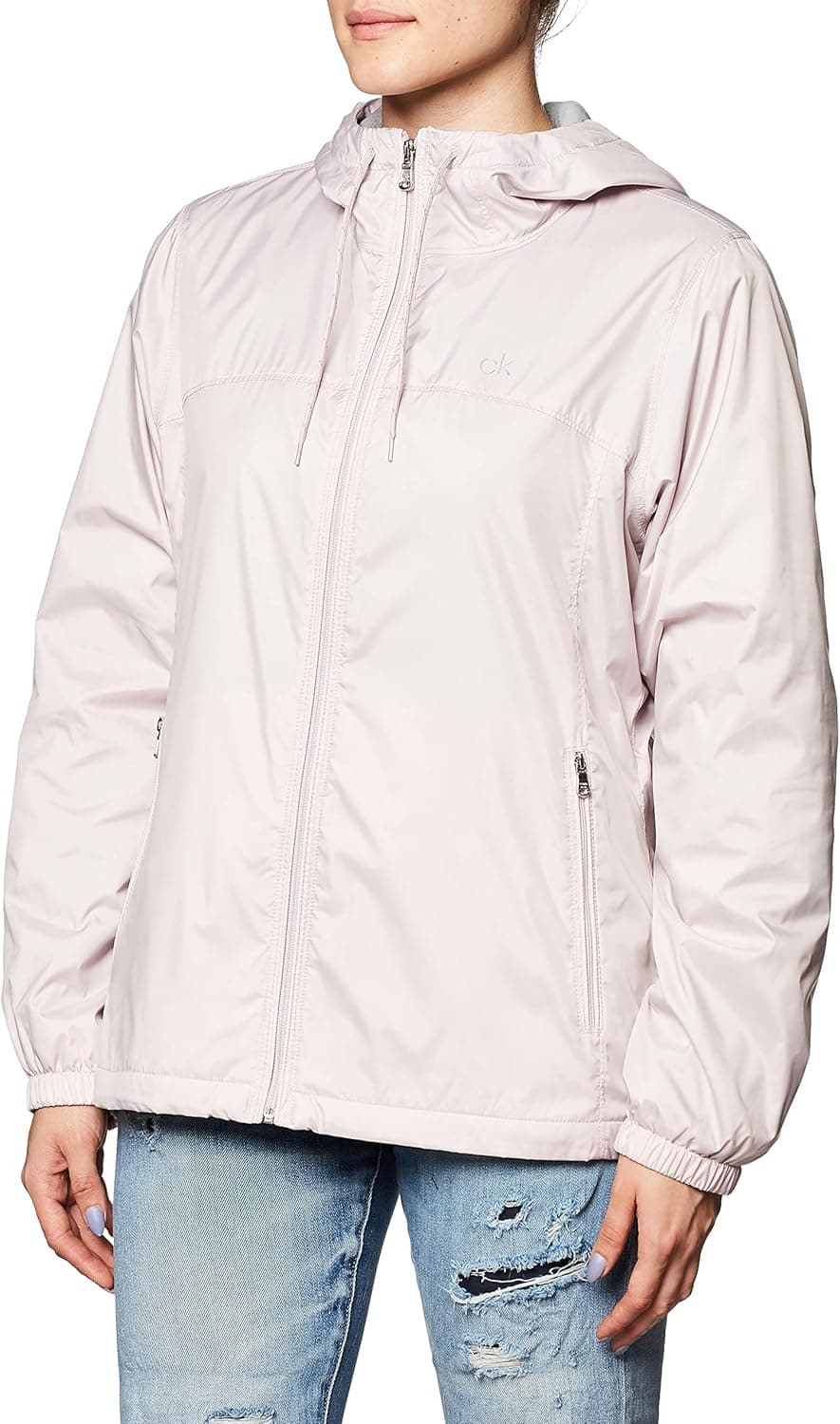 Calvin Klein Womens Zip Front Windbreaker