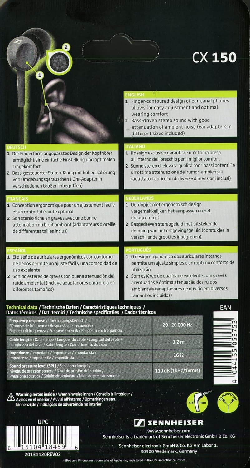 Sennheiser CX150 Noise Attenuation Earbuds (Discontinued by Manufacturer)