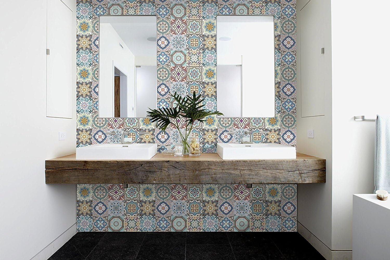MARRUECOS Decorative Tile Stickers Set 12 Units 6x6 inches. Peel & Stick Vinyl Tiles. Home Decor. Furniture Decor. Backsplash.