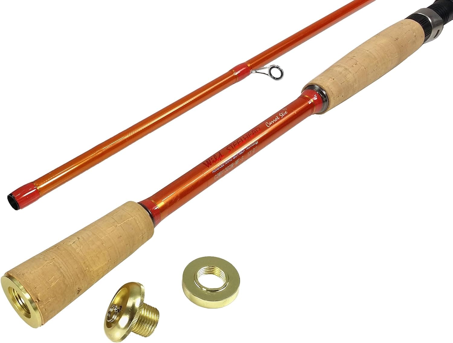 Collapsible 2 Piece Carrot Stix Center Pin Float or Spinning Wild Wild Orange Giant Size Salmon Steelhead Fishing Rod (13' 0" Medium)