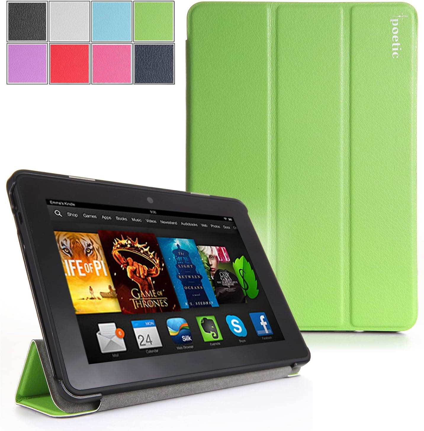 Poetic Slimline Case for New Kindle Fire HDX 7 (2013) 7inch Tablet Green (With Smart Cover Auto Sleep / Wake Feature) (3 Year Manufacturer Warranty From Poetic)
