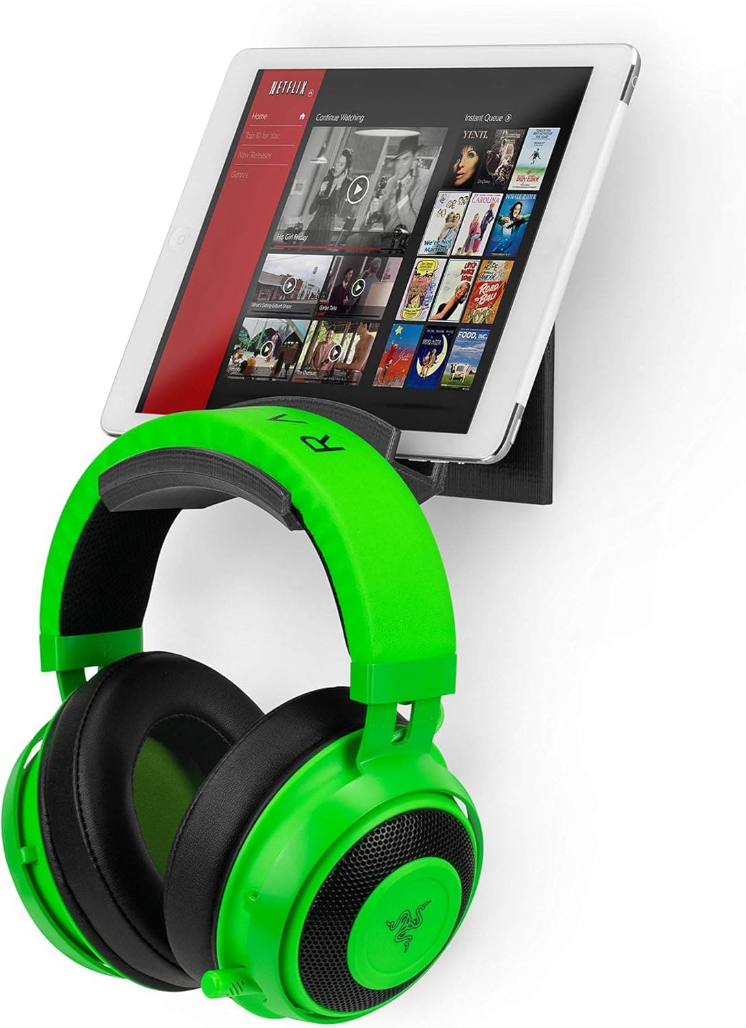 BRAINWAVZ [EOL] The Perch - Tablet, Phone & Headphone Wall Mount Hanger Holder, Screwless, Designed to Hold Most Tablets & Headphones, No Screws, No Drilling, Strong 3M VHB Adheasive Tape [EOL]