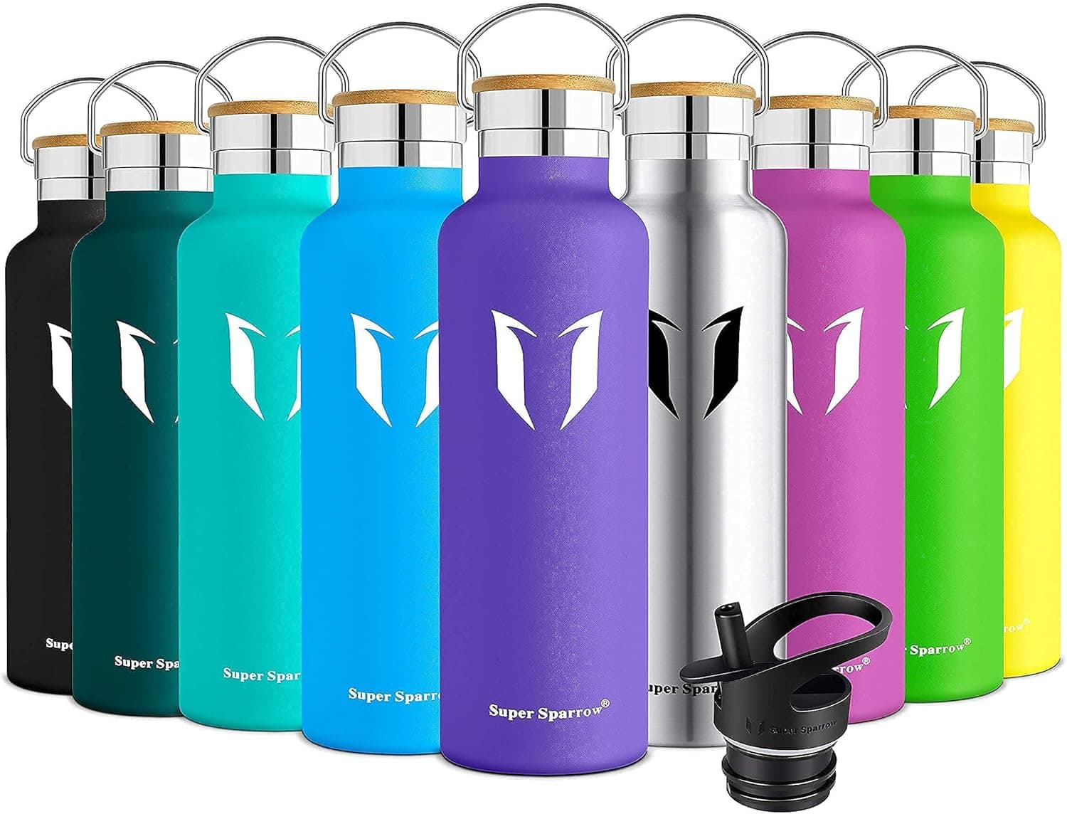 Super Sparrow Insulated Water Bottle with Straw Lid Kids - 12oz, 17oz, 25oz, 32oz - Reusable Standard Mouth Stainless Steel Flask Thermos, Multiple Sizes & Colors