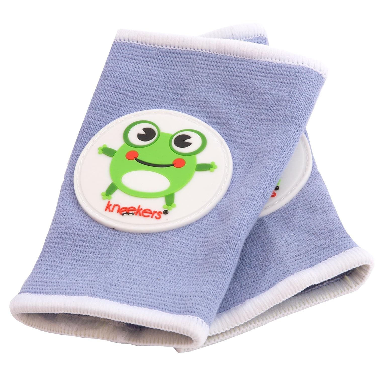 Ah Goo Baby Kneekers Baby Knee Pads for Crawling, Unisex, Hoppy Frog Periwinkle Pattern, for Chunky Legs