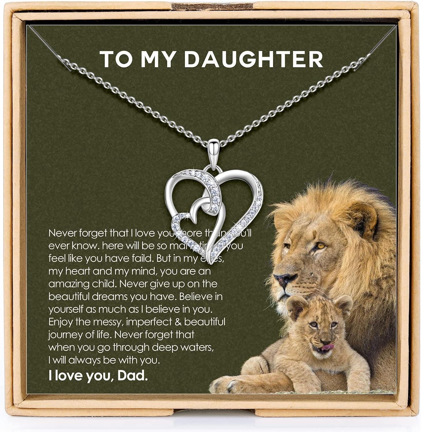 NINAMAID Daughter Gifts from Dad, 925 Sterling Silver Daughter Necklace Gifts for Daughter Father Daughter Gifts to My Daughter Necklace Birthday