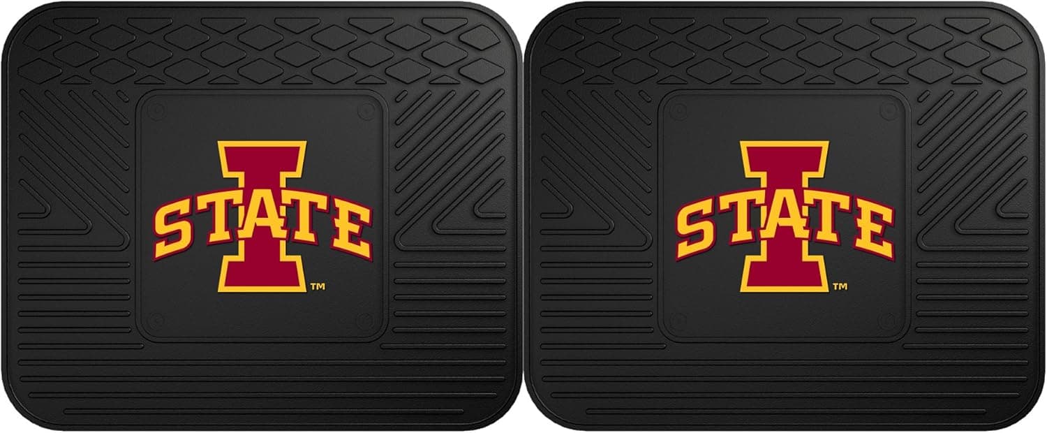FANMATS NCAA Iowa State University Cyclones Vinyl 2-Pack Utility Mats , Black, 14"x17"