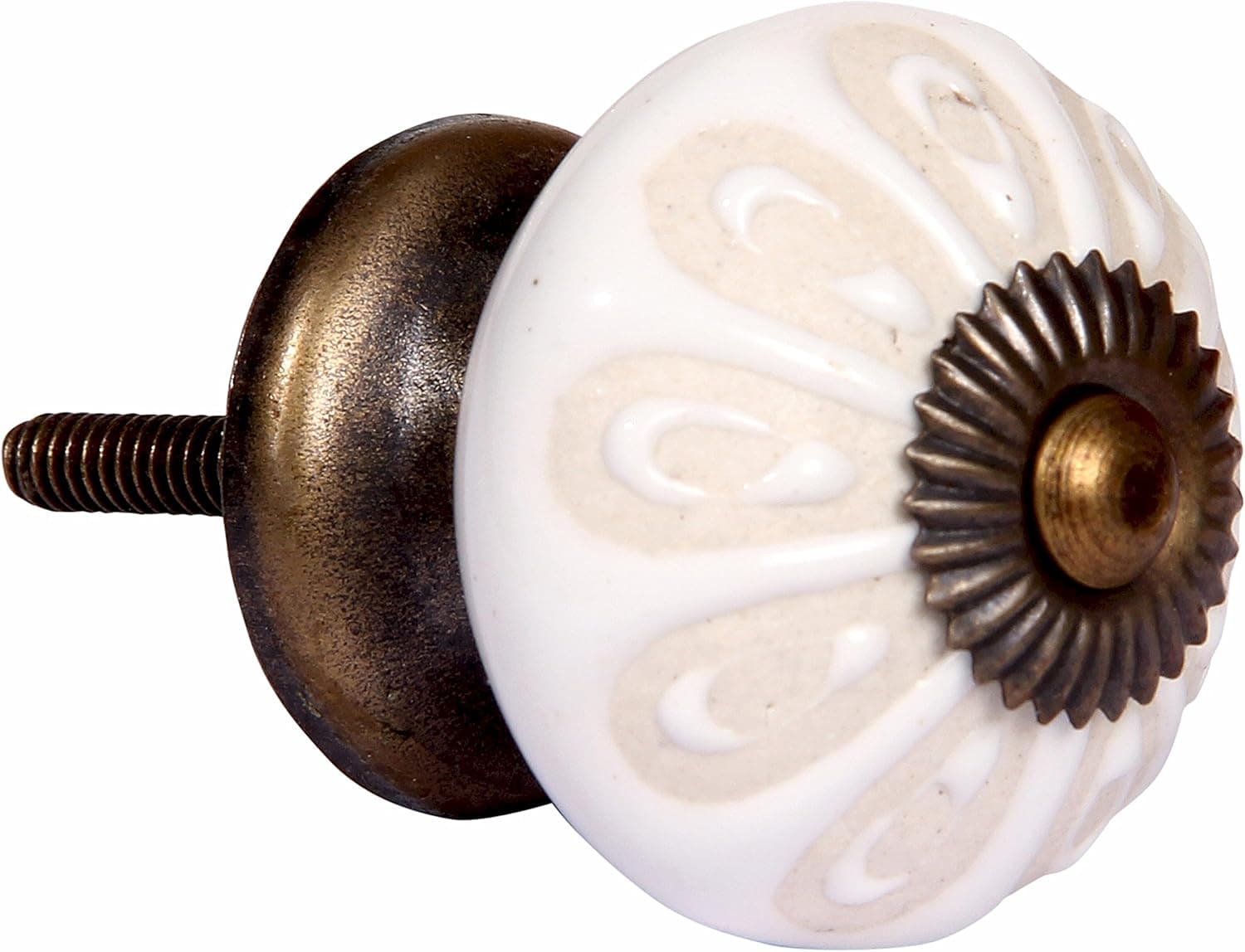 Intradeglobal's Luxe Collection- Floral Ceramic Knob Beautiful Design and Hand-Painted Elegance- Set of 2 pcs White Decorative knob