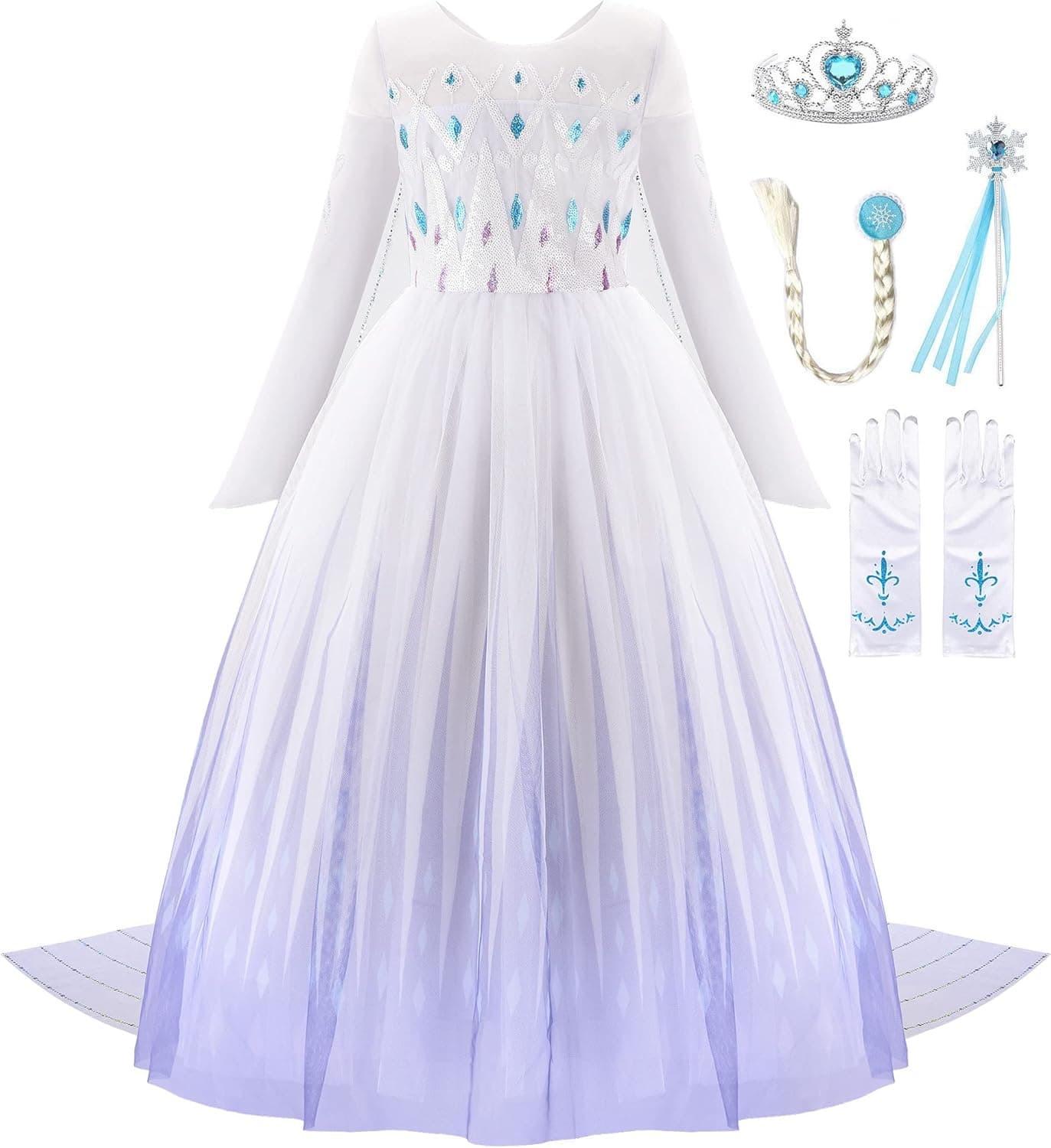JerrisApparel Girl Princess Costume Snow Party Dress Halloween Cosplay Dress up