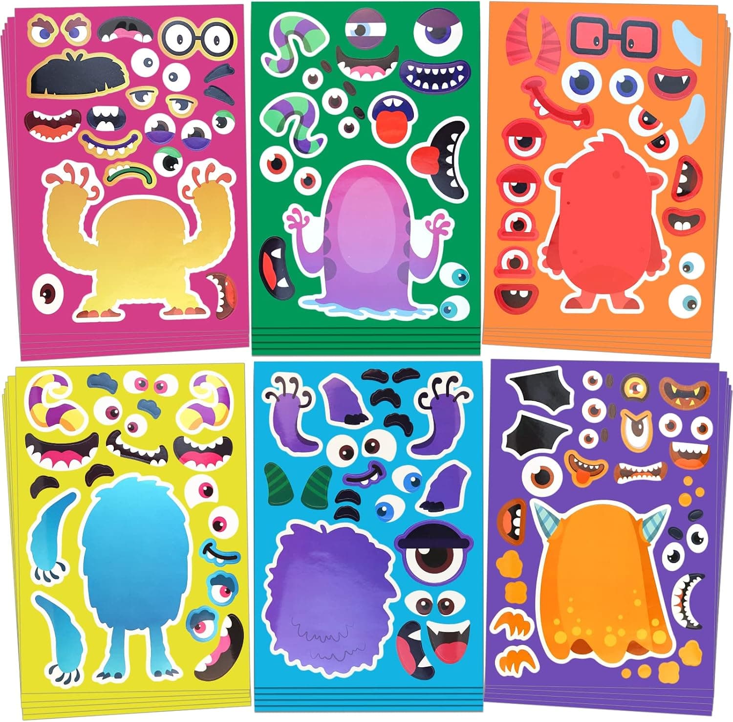 30pcs Halloween Stickers for Kids, Halloween Activities for Kids, DIY Make Your Own Monster Stickers, Halloween Party Favors Decorations Supplies for Toddlers, Halloween Classroom Craft Party Games