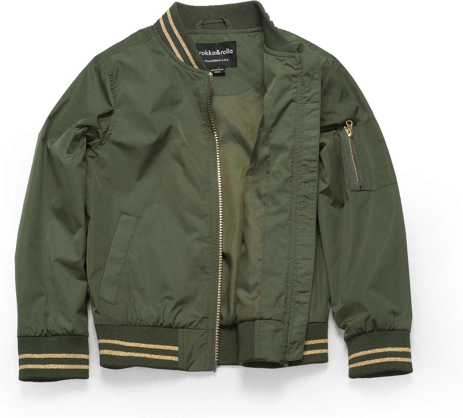 Rokka&Rolla Girls' Bomber Jacket Casual Zip Up Varsity Coat