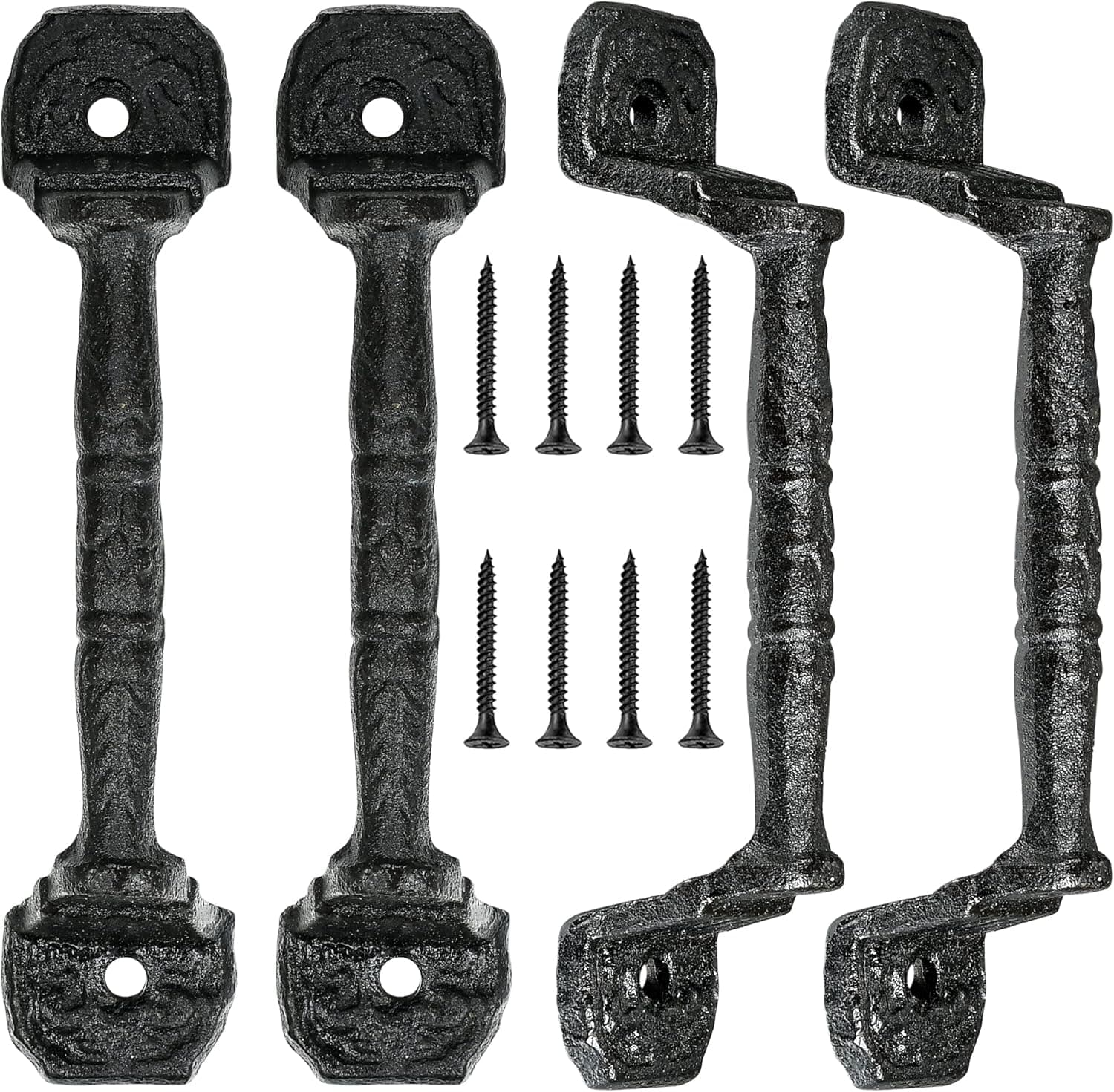 INIRET Sliding barn Door Handles，4 Packs 5.51" Cast Iron Handles,Black Vintage Metal Gate Pull Handle Fence Handle Antique Long Cabinet Handles for Outdoor,Garage,Closet,Interior,Drawer