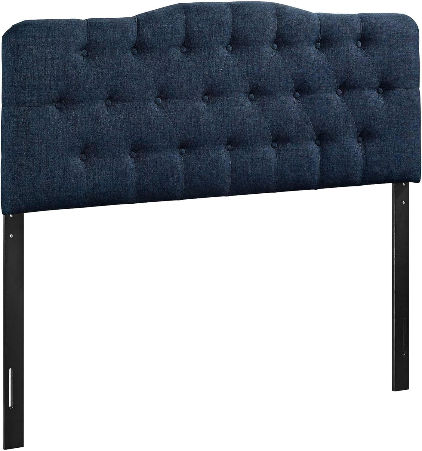 Modway Annabel Tufted Button Linen Fabric Upholstered King Headboard in Navy