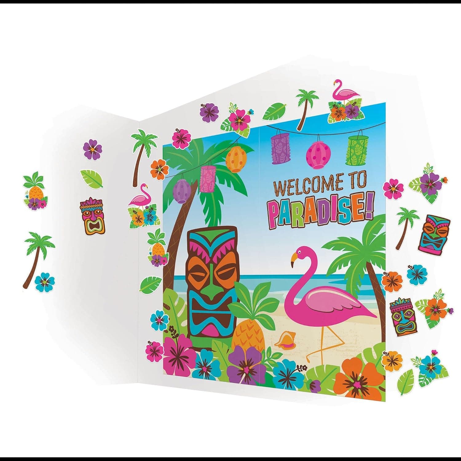 Amscan 32-Piece Luau Scene Setters Wall Decorating Kit, 1 Pack