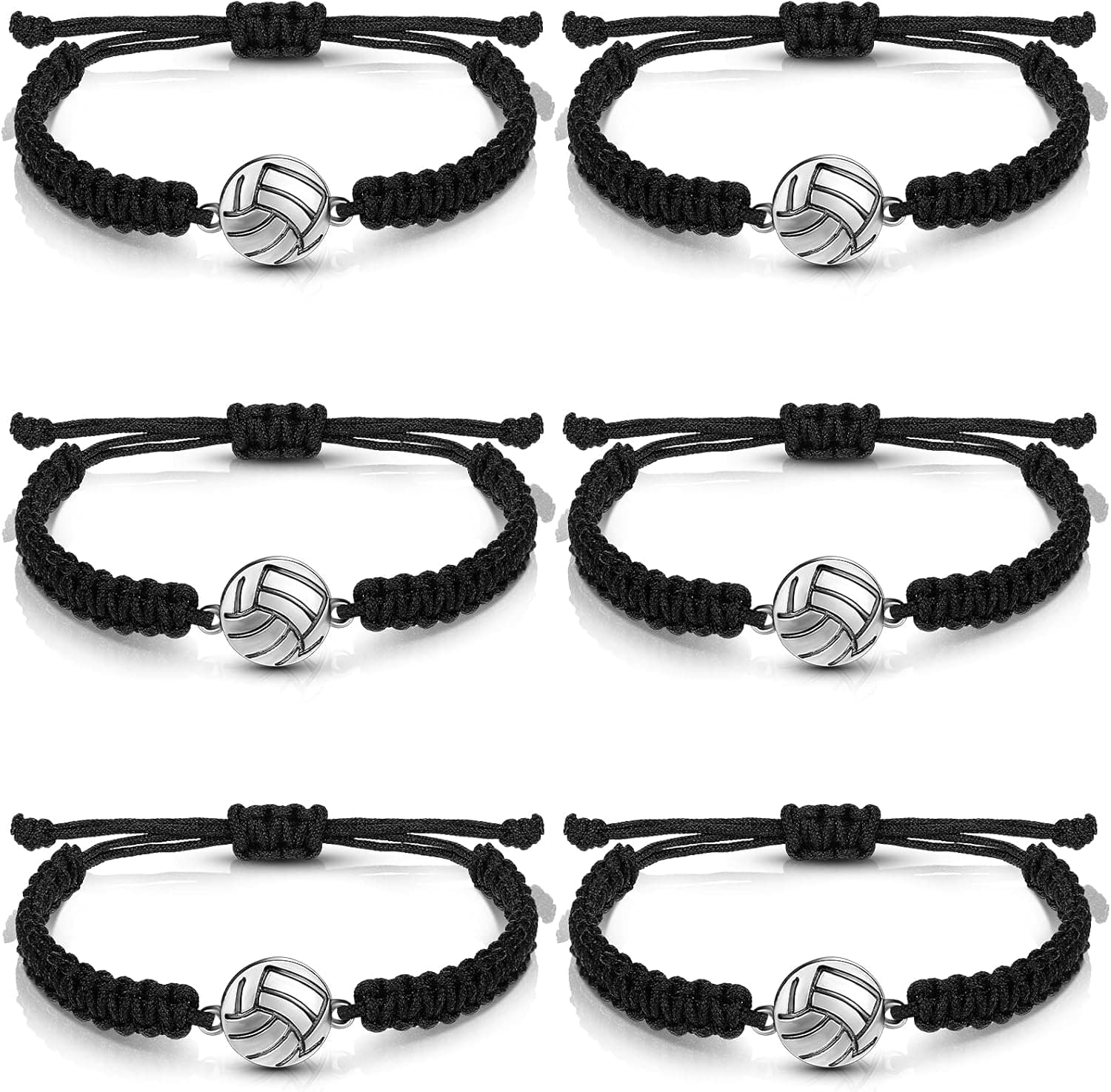6 Pieces Volleyball Charm Bracelets Adjustable Volleyball Bracelet Jewelry for Volleyball Sports Player