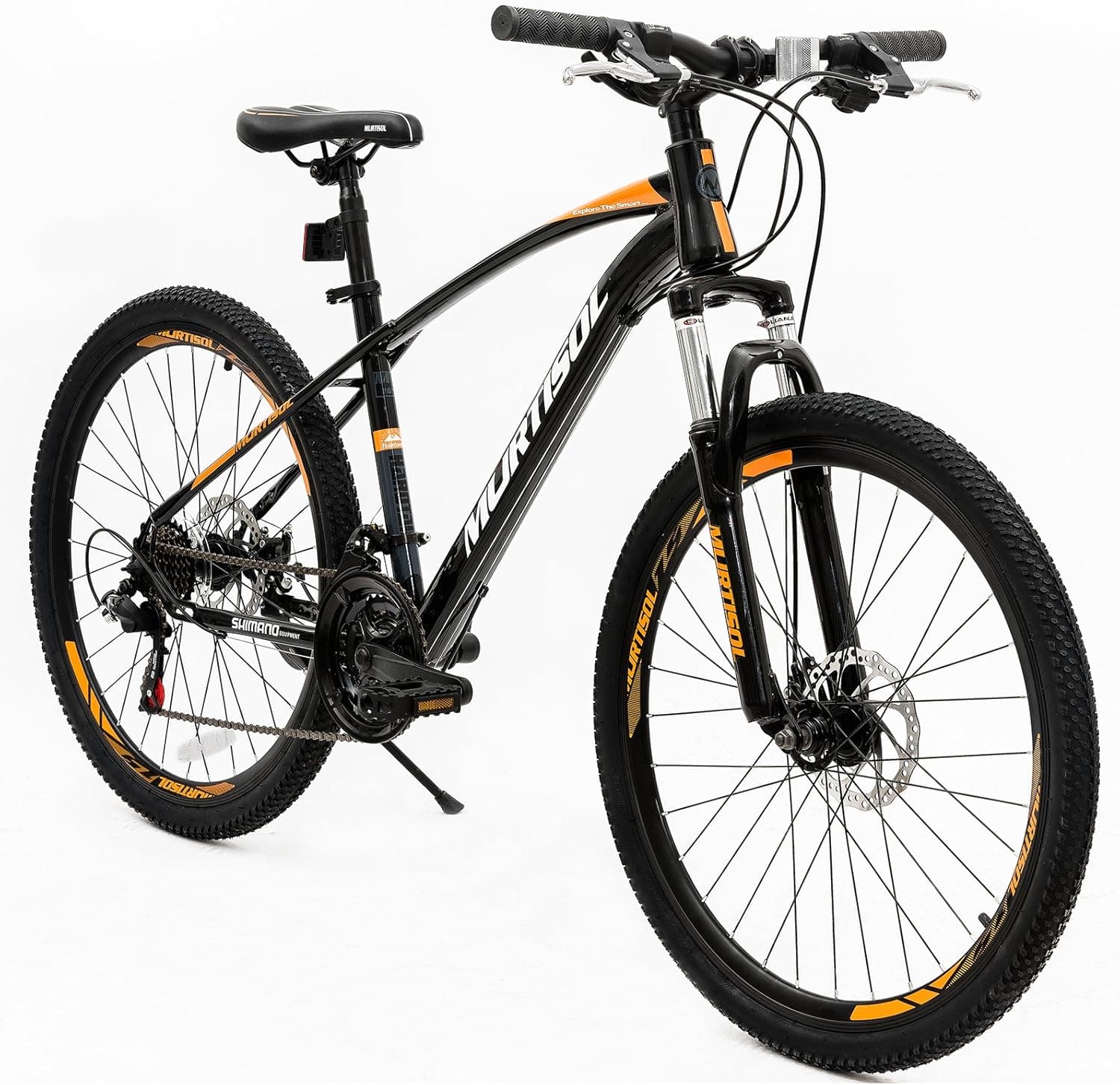 MURTISOL Aluminum Comfort Bike 26’’ Commuter Bike Mountain Bike Hybrid Bike for Women 21 Speeds Derailleur, Front & Seat Suspension, Adjustable Seat & Handlebar