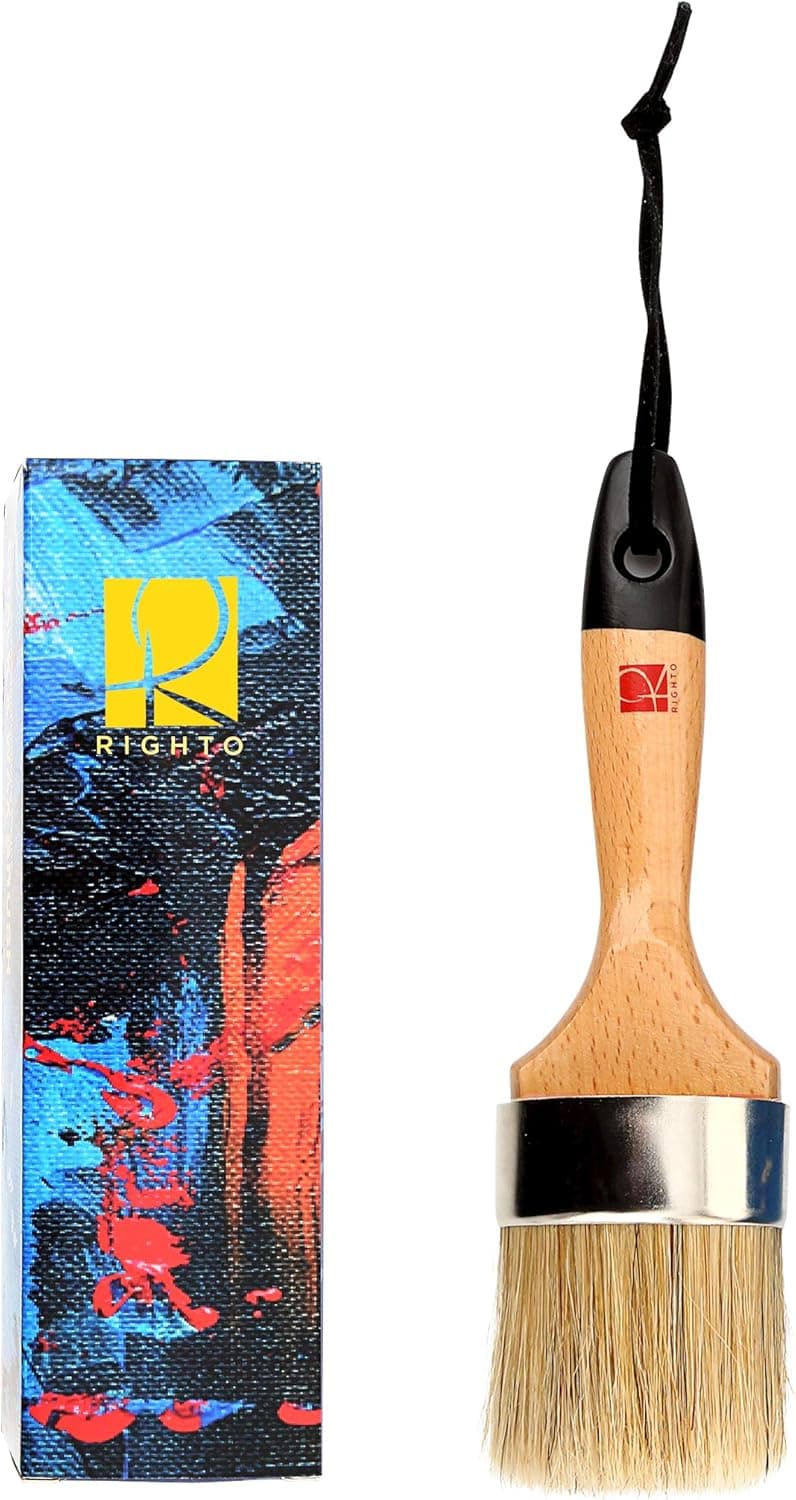 Chalked Paint Brush & Wax Brush 2.5" for Furniture Wood & Stencils - Compatible with Rustoleum, Annie Sloan, & Waverly Chalk Paint for Furniture & Compatible with Annie Sloan Dark & Light Furniture