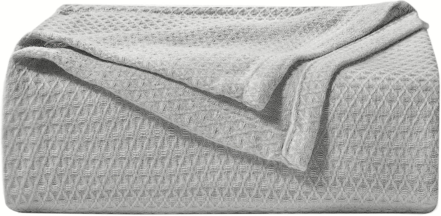 JaosWish Cooling Blanket Twin Size,100% Bamboo Summer Blankets for Hot Sleepers to Keep Cool,Lightweight Blanket for Bed Couch All Season Use(59"x79",Light Gray)