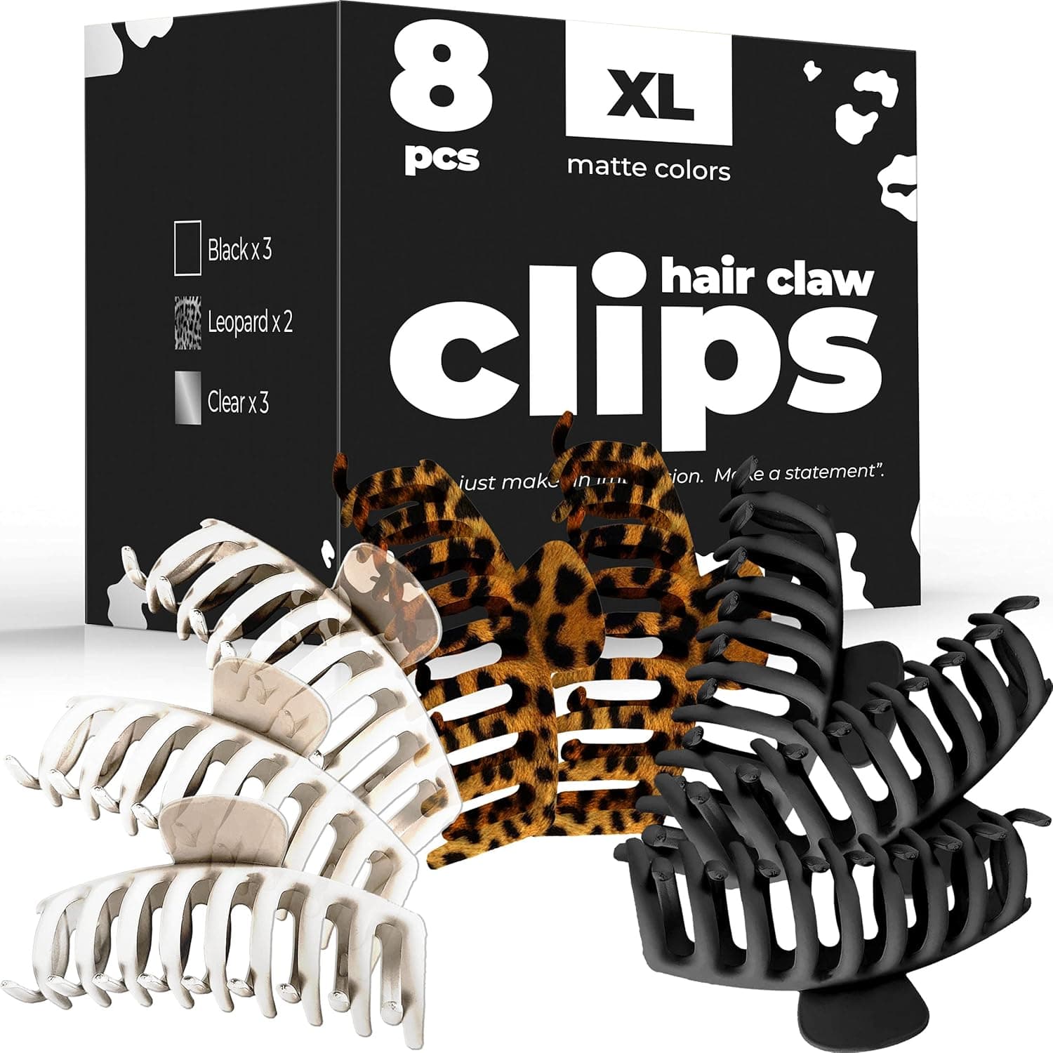 Hair Claw Clips Big Claw Clips (8 Pack), Hair Clips for Women (Trendy Matte Colors), Big Claw Clips for Thick Hair (Premium), Strong Big Hair Claws, Banana Jaw Clips Big Hair Clips for Thin Hair
