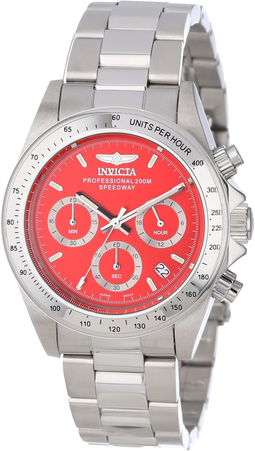 Invicta Men's 14380 Speedway Chronograph Red Dial Stainless Steel Watch