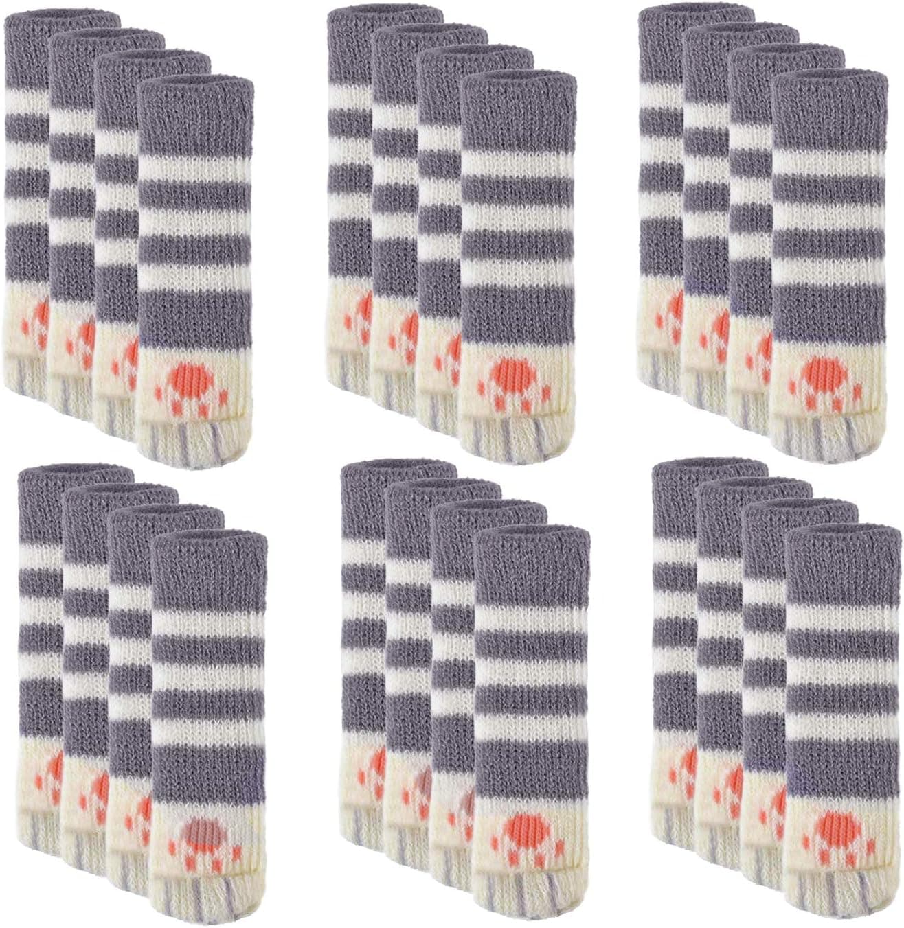 Outgeek Chair Leg Socks, 24 Pcs Furniture Socks Chair Leg Covers Cute Cat Foot Shaped Knitted Furniture Feet Socks Chair Leg Floor Protectors