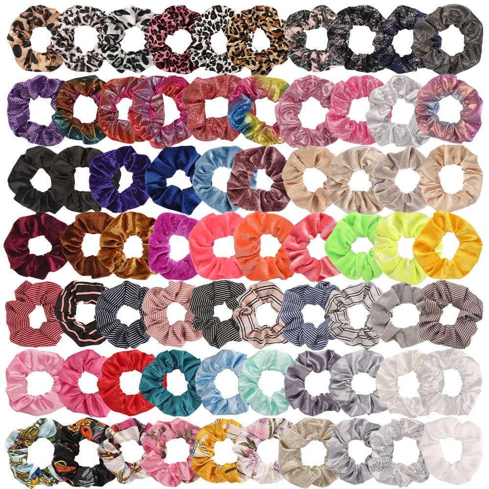 70pcs Hair Scrunchies for Women Girls, Chanaco Velvet Hair Scrunchies Chiffon Hair Scrunchies Silk Scrunchies Velvet Scrunchies Flower Scrunchies