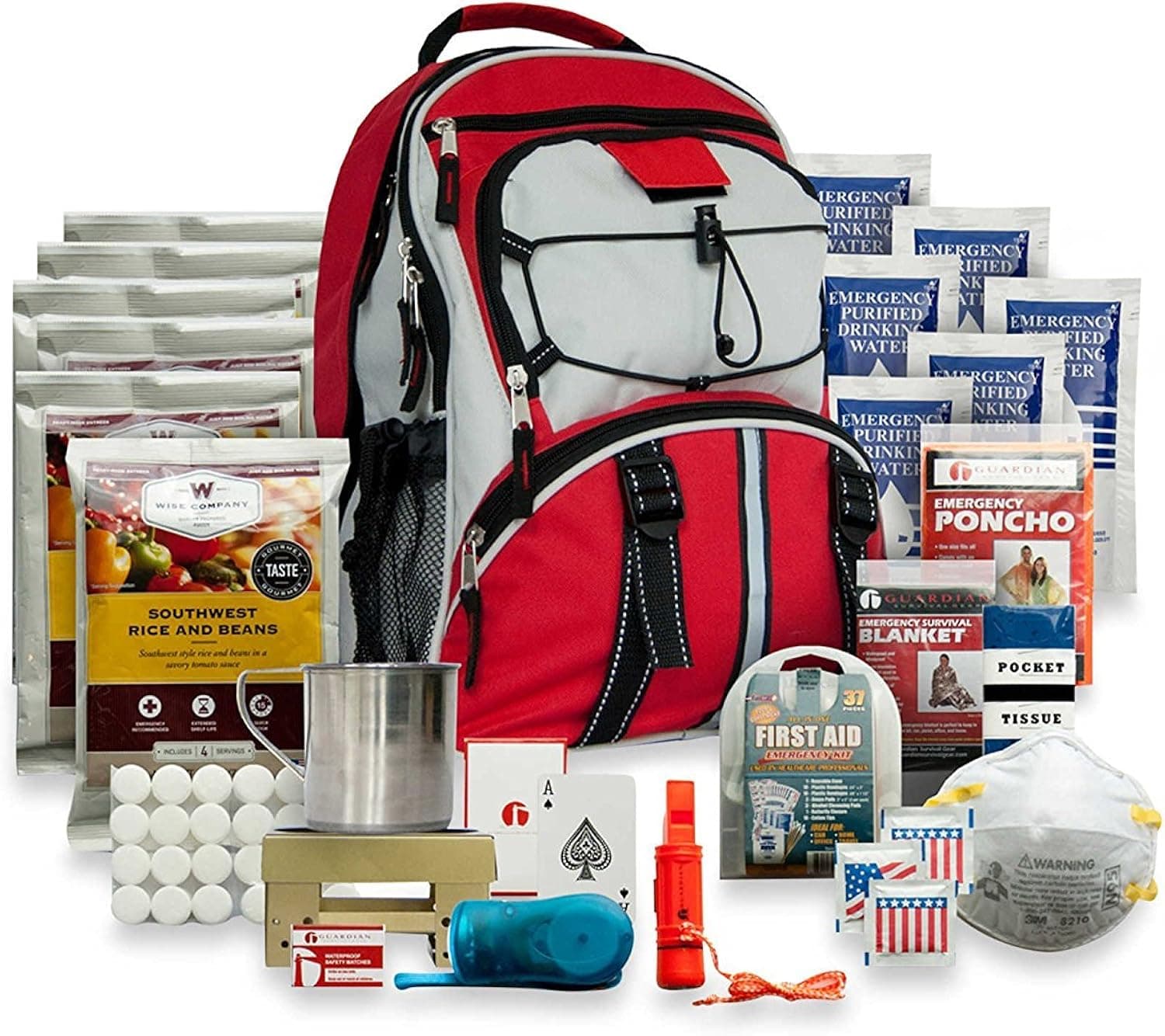 Wise Company Survival Kit, Food and Emergency Supply Backpack, Red