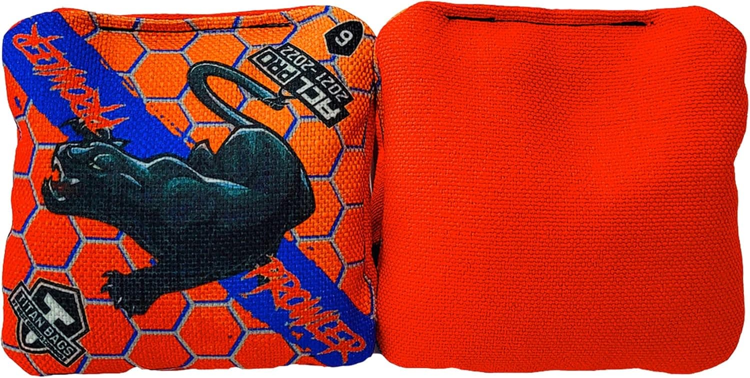 Titan Bags -Prowler- ACL PRO Approved Toss Bags, Bean Bags- Regulation Cornhole Bags- Cornhole Toss Bags- Prowler Cornhole Set- Honeycomb, Blood Orange, Set of 4