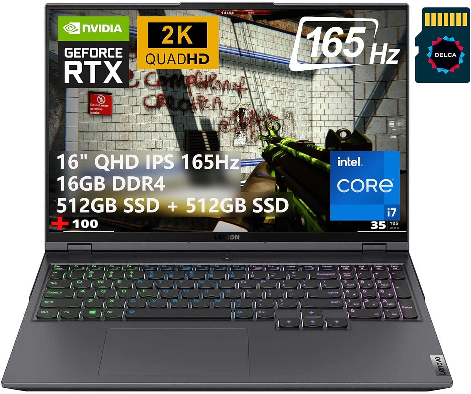 Lenovo Legion 5i Pro 16 Gaming Laptop | 16" QHD IPS 165Hz Display | 11th Gen Intel 8-Core i7-11800H | 16GB DDR4 512GB SSD 512GB SSD | GeForce RTX 3050 4GB | RGB Backlit Win10 Gray + 32GB Micro SD Card