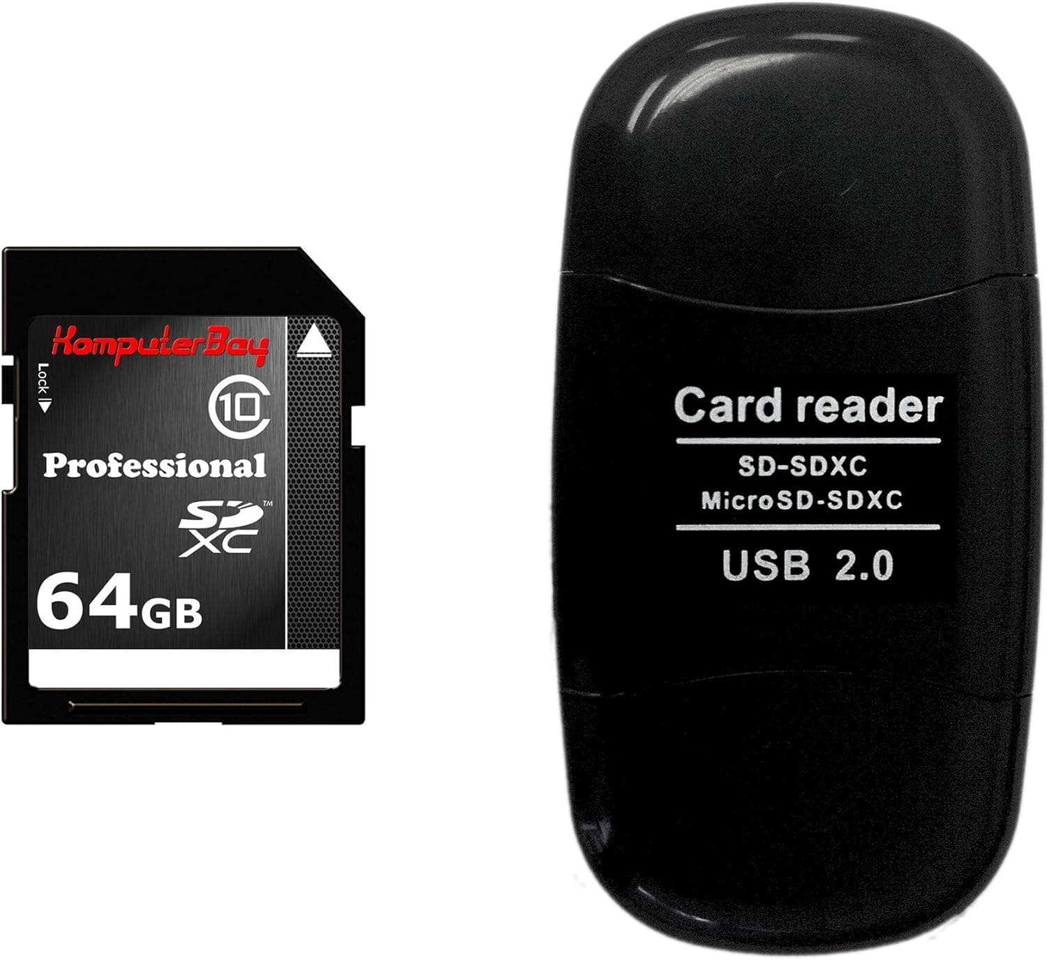 Komputerbay 64GB SDXC High Speed Class 10 Memory Card 15MB/s Write 20MB/s Read 64 GB w/USB Reader
