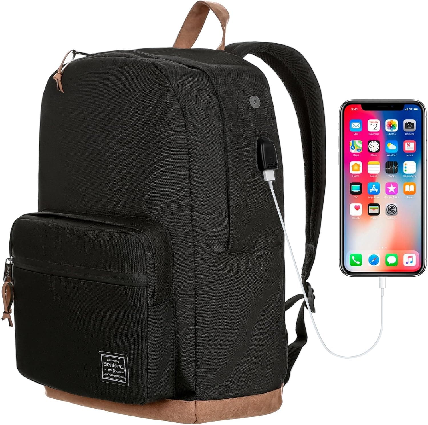 Premium Unisex Leather Backpack College School Bag Student Backpack Fits 15 inch Laptop Weekender Daypack Travel Rucksack Business Bag -