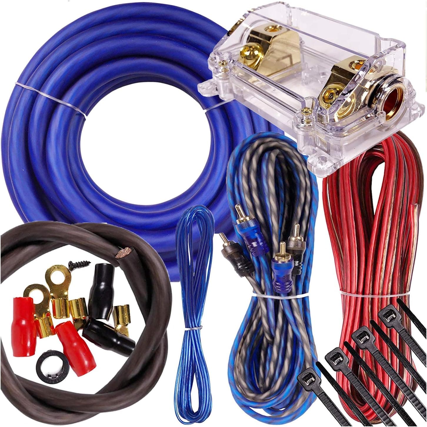 Complete 5000W to 8000W Gravity 0 Gauge Amplifier Installation Wiring Kit Amp PK3 0 Ga Blue - for Installer and DIY Hobbyist - Perfect for Car/Truck/Motorcycle/RV/ATV