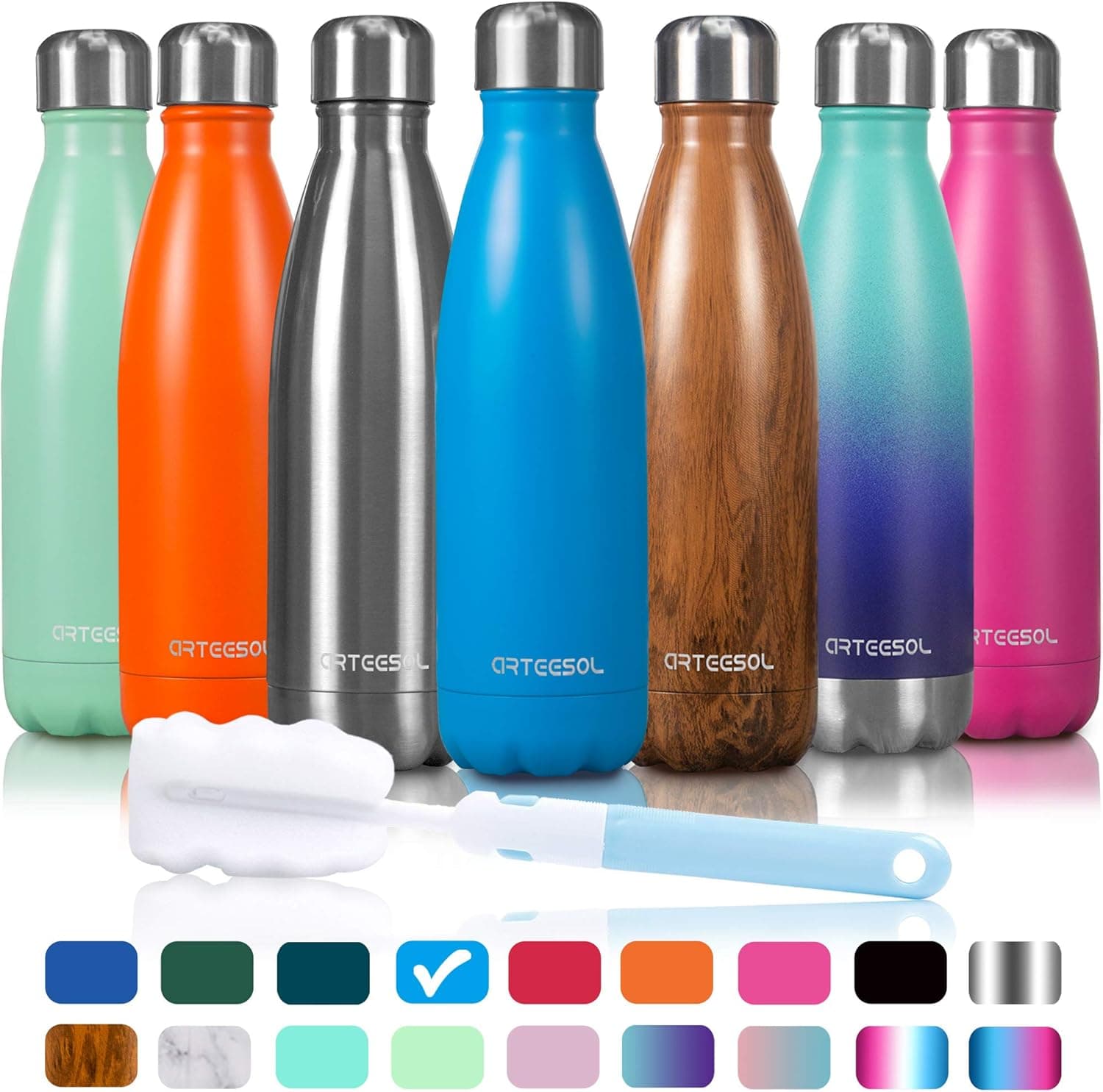 arteesol Water Bottle | Leakproof Cola Shape Bottle Keep Hot&Cold | Double Wall Vacuum 18/8 Stainless Steel Bottle | Narrow Mouth Personalized Texture-for Outdoor Activities