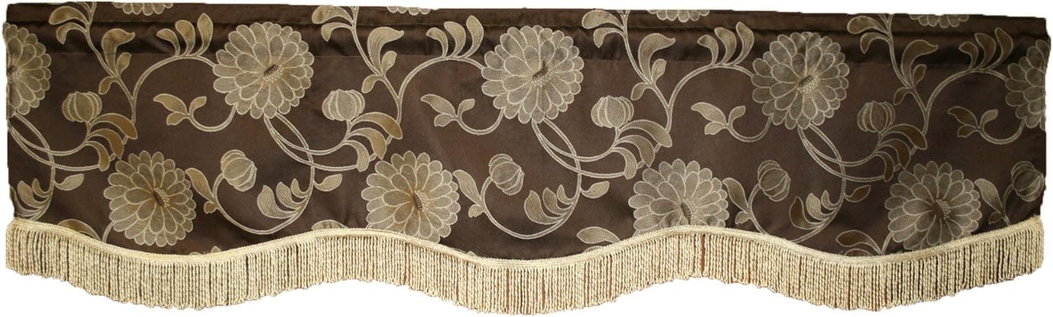 Violet Linen Legacy Damask 60" X 15" Window Valance - Brown