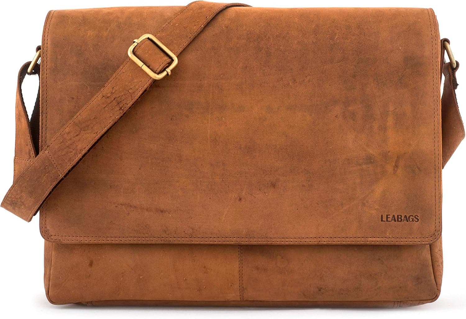 LEABAGS Leather Shoulder Bag for Men and Women | Laptop Bag up to 15" | Messenger Bag | Work Bag | Tote Bag | Handbag