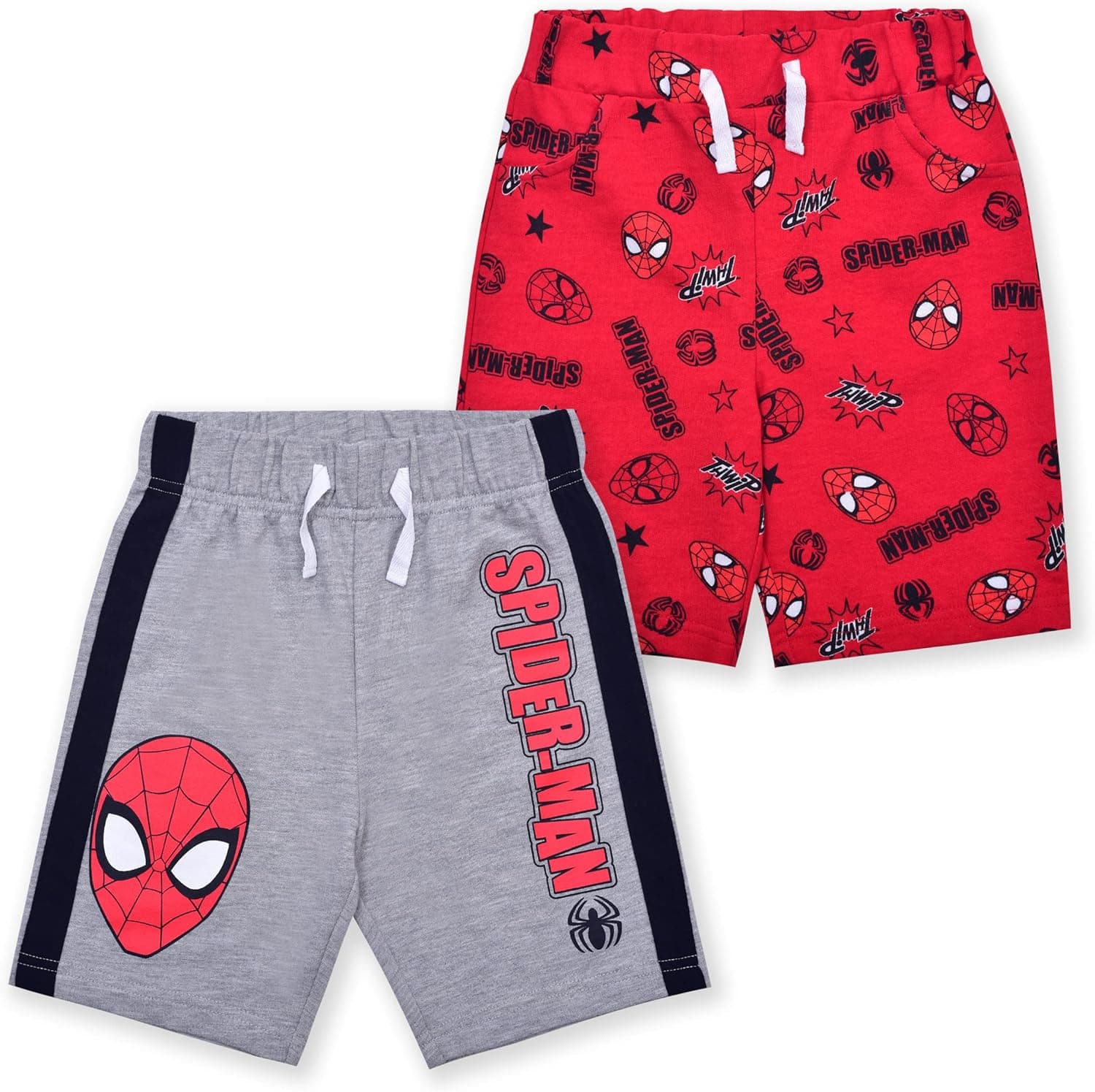 Marvel Spiderman 2 Pack Shorts for Toddler Boys and Little Boys – Red/Grey