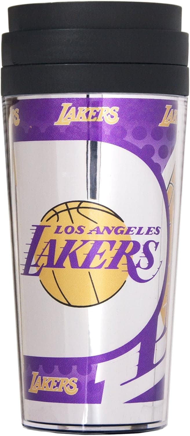 NBA Los Angeles Lakers Acrylic Travel Tumbler with Metallic Graphics, 16 oz., Black