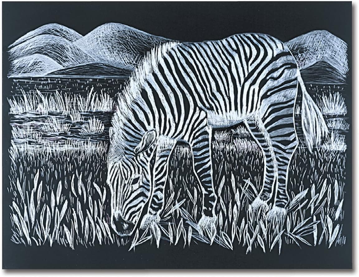 Melissa & Doug Scratch Art Scratchboard - 50-Pack, Shimmering Silver on Black Background