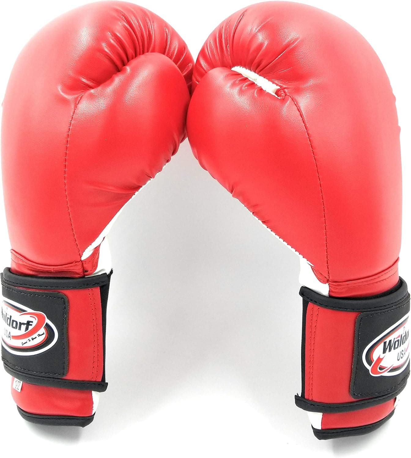 Woldorf USA Boxing Bag Gloves in Vinyl 4oz RED, Sparring, Grappling, Kickboxing, Fighting Gloves, Muay Thai Training Gloves, Heavy Bag, Gloves for Speed Punching