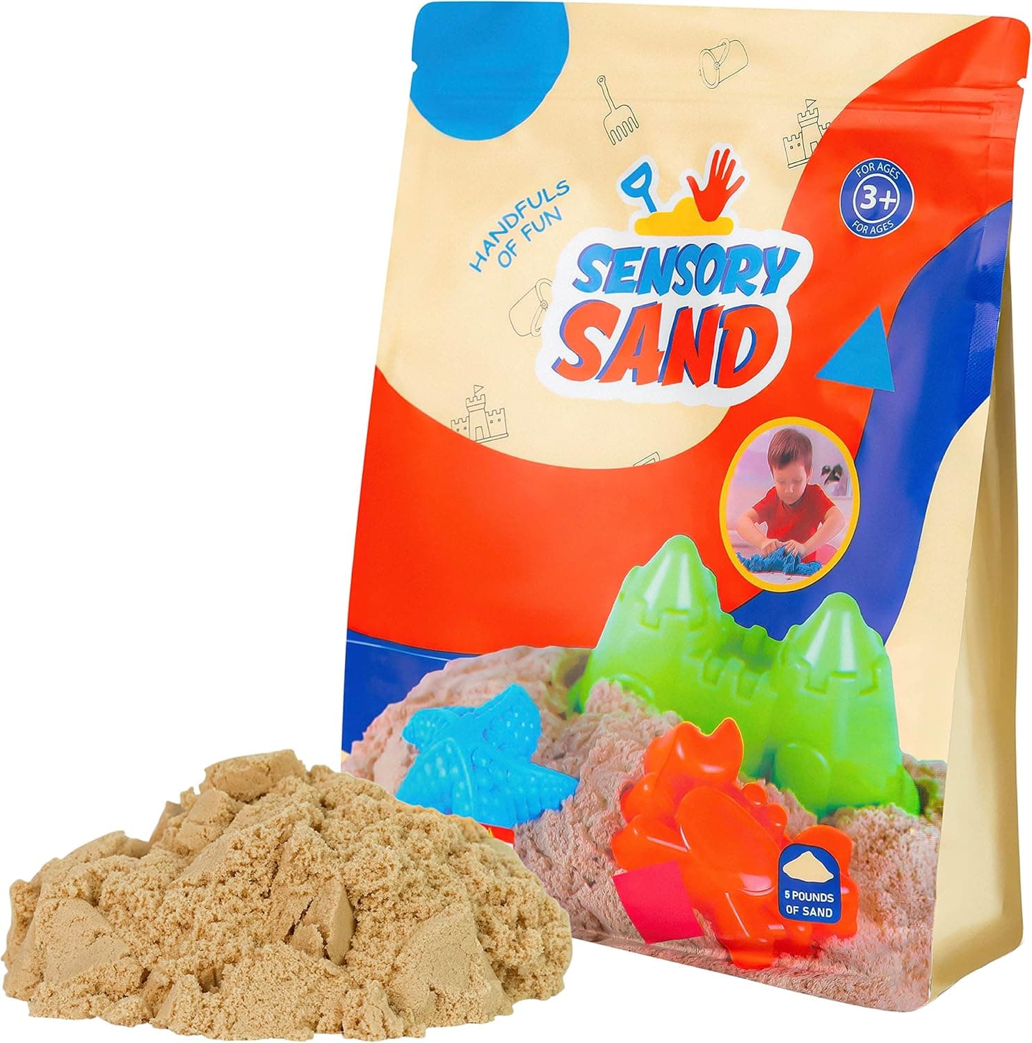 Sensory Sand 5 Pounds Natural Brown Bulk Refill Size for Boys and Girls for Indoor Play and Outdoor Playtime Excellent Sensory Activity for ADHD and Autism