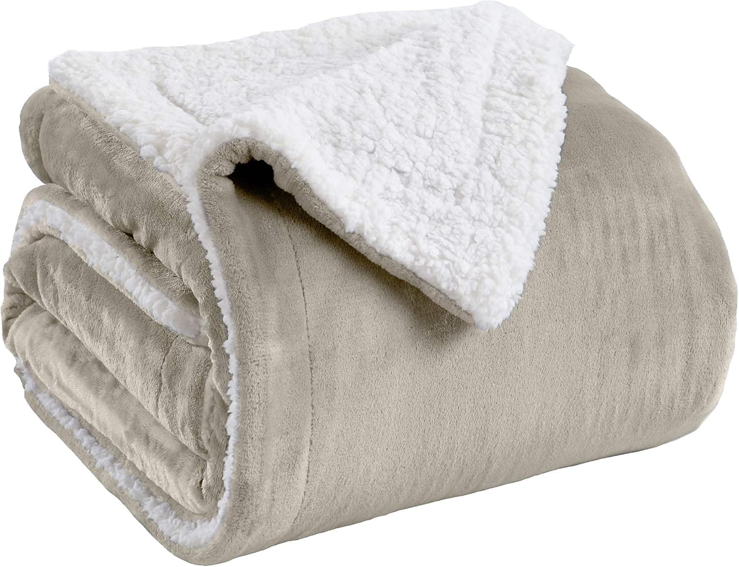 Kinsley Sherpa Blanket (Full / Queen, Taupe)