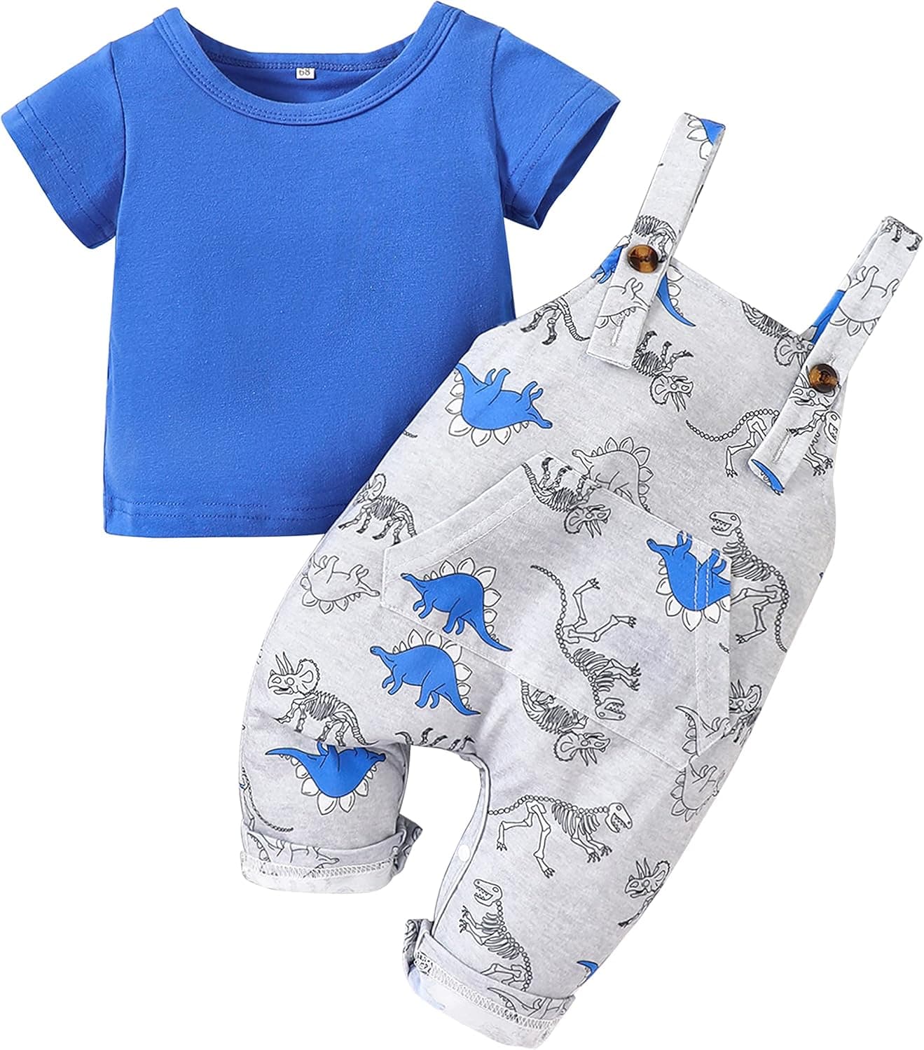 Hearyoo Infant Baby Boy Clothes Summer Outfits Short Sleeve T-shirt Tops + Cartoon Overalls Pants 2Pcs Clothing Set