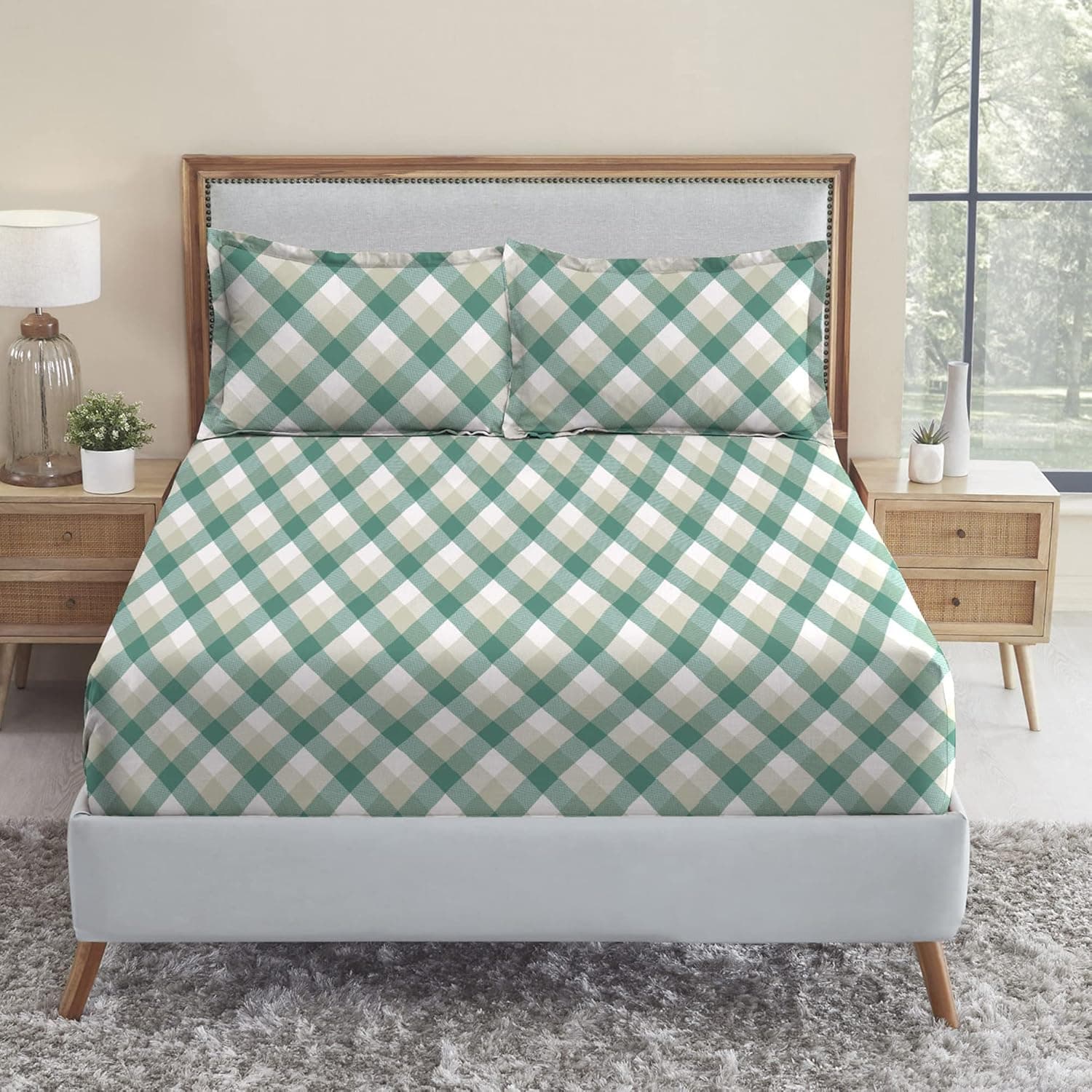 TRIDENT King Sheets Set Bed Sheets 4-Piece Set Bedding Sheets and Pillowcases-Soft & Smooth Deep Pocket King Sheet Sets-Feather Tales Collection-Cotton-Percale King Size Sheets -Anna