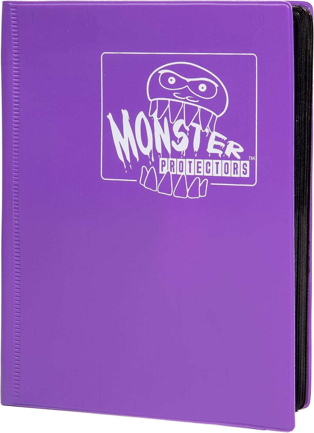 Monster 4 Pocket Trading Card Album- 20 Side Loading, Theft Deterrent, Padded Pages for Extra Protection- Deluxe Binder Holds 160 Yugioh, MTG, Magic The Gathering, Pokémon & Sport Cards- Matte Purple