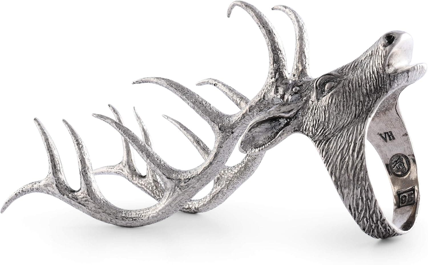 Vagabond House Solid Pewter Metal Elk Head Napkin Ring Artisan Designed Handcrafted for Refined Cabin Lodge Mountain Decor Heirloom Quality (Sold as Single Ring) 5.5 inch Long x 4 inch Tall