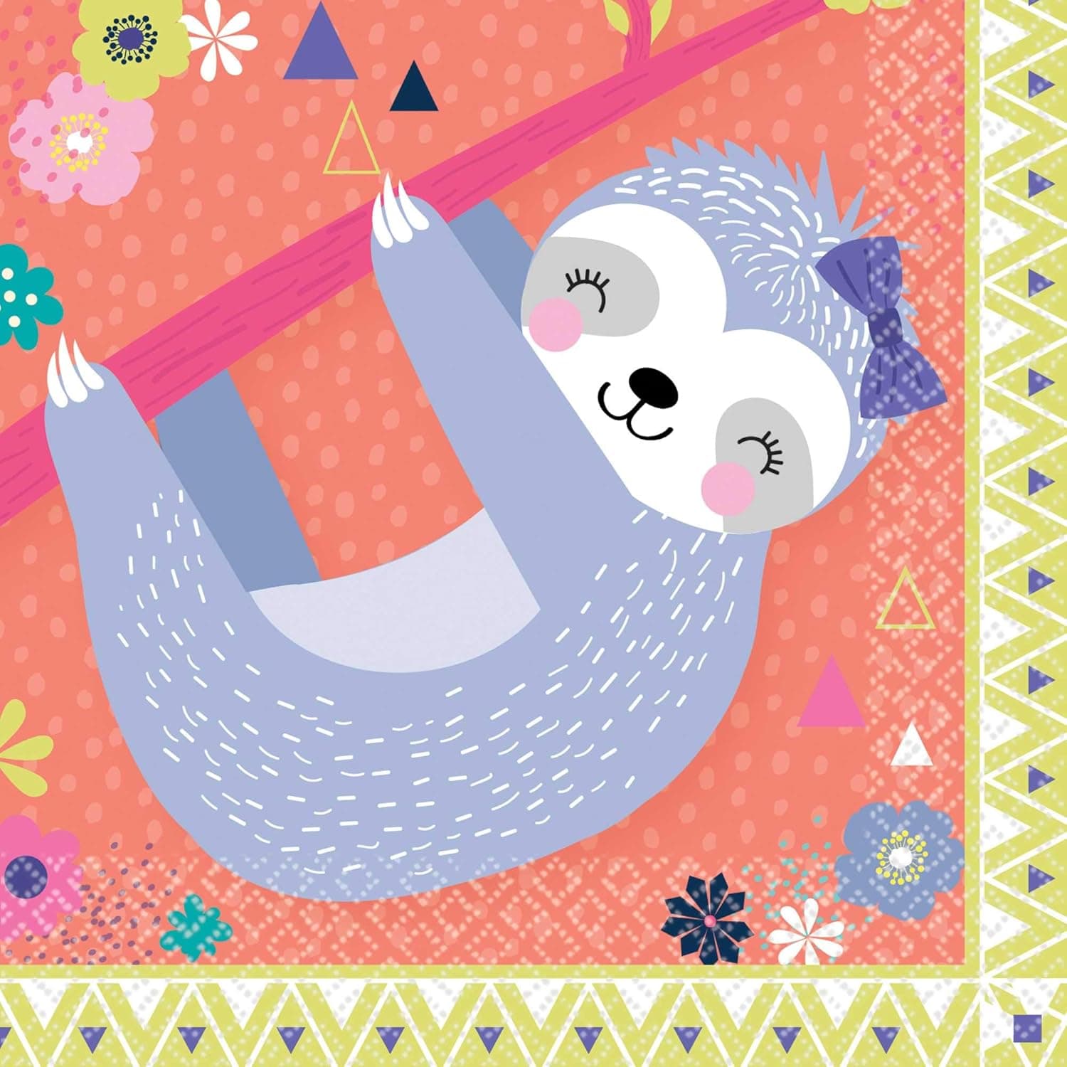 Amscan Sloth Paper Party Napkins - 5" x 5", Pack of 16