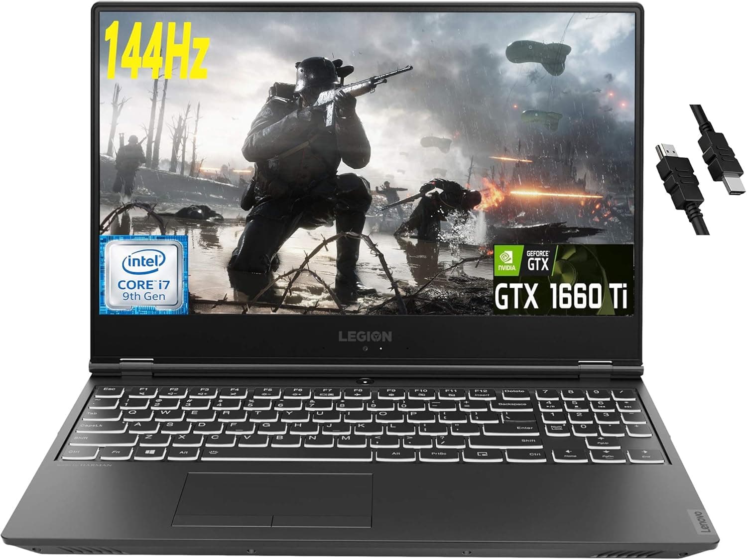 Lenovo Flagship Legion Y540 Gaming Laptop 15.6" FHD IPS 144Hz Display 9th Gen Intel Hexa-Core i7-9750H 16GB RAM 1TB SSD GeForce GTX 1660 Ti 6GB Backlit USB-C Dolby Win10 + HDMI Cable